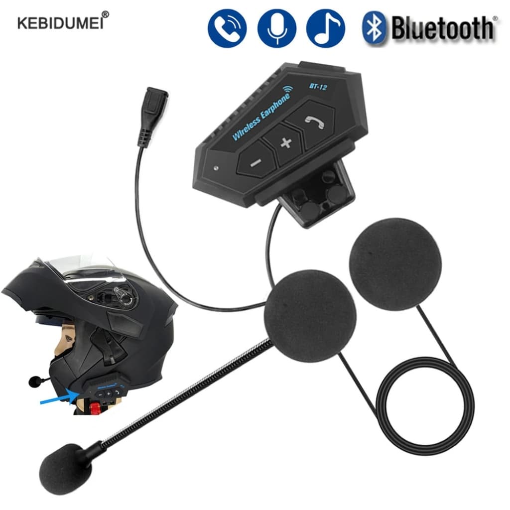 Écouteurs de moto sans fil Bluetooth 5.0 étanche FM GPS deux côtés BT12 — صورة 1