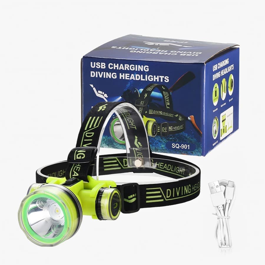 Lampe Frontale de Plongée Étanche et Rechargeable – مصباح غطس — صورة 2