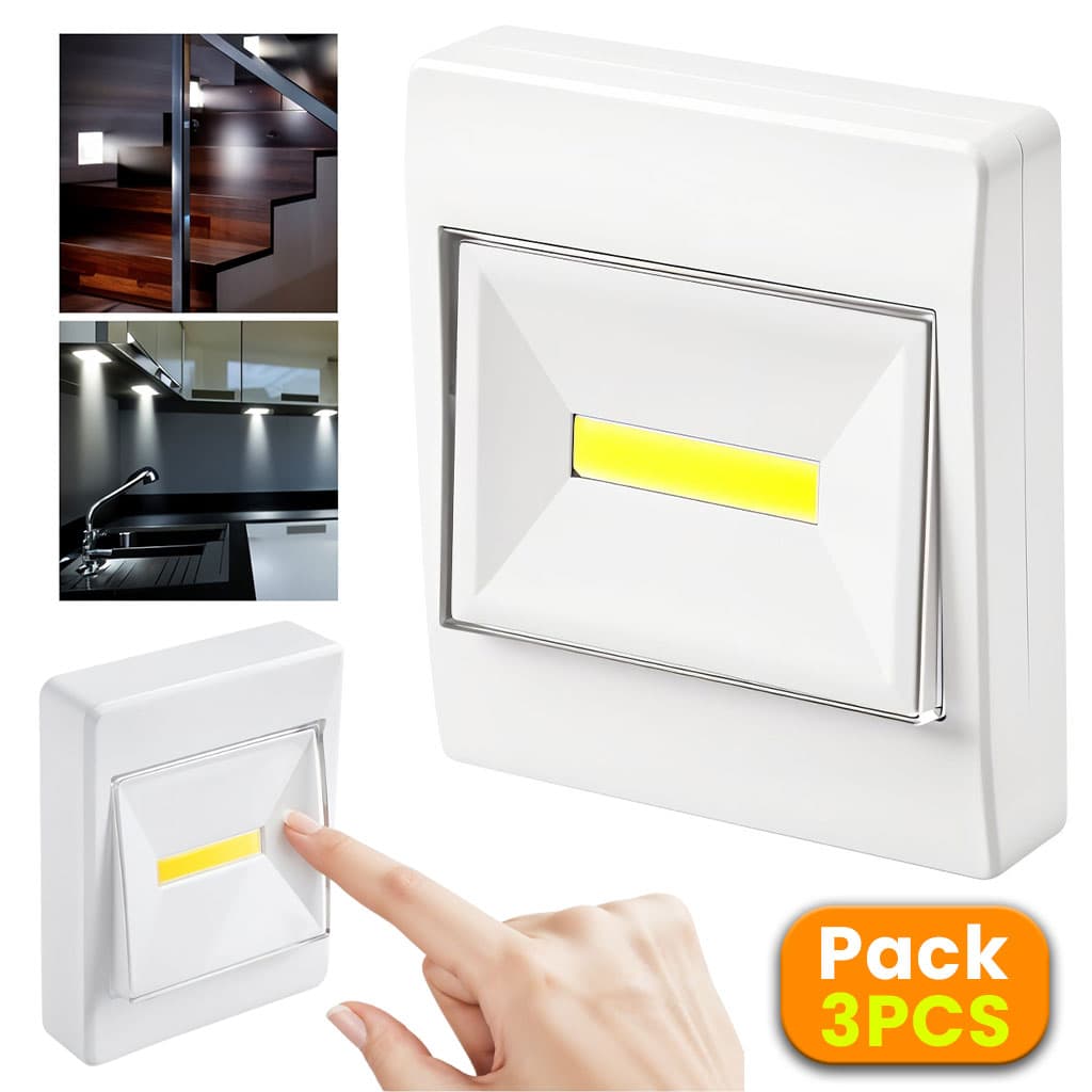 Pack de 3 Lampes Interrupteur LED COB pour Placard – طقم مصابيح إضاءة منزلية — صورة 1