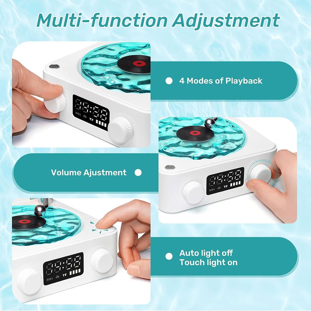 Lecteur Vinyle Sans Fil Bluetooth avec Effet Lumineux RVB – مكبر صوت بلوتوث — صورة 4
