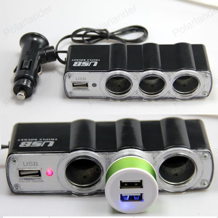 Triple Prise 12V/24V Allume-ci-gare USB Alimentation WF-0120 — صورة 4