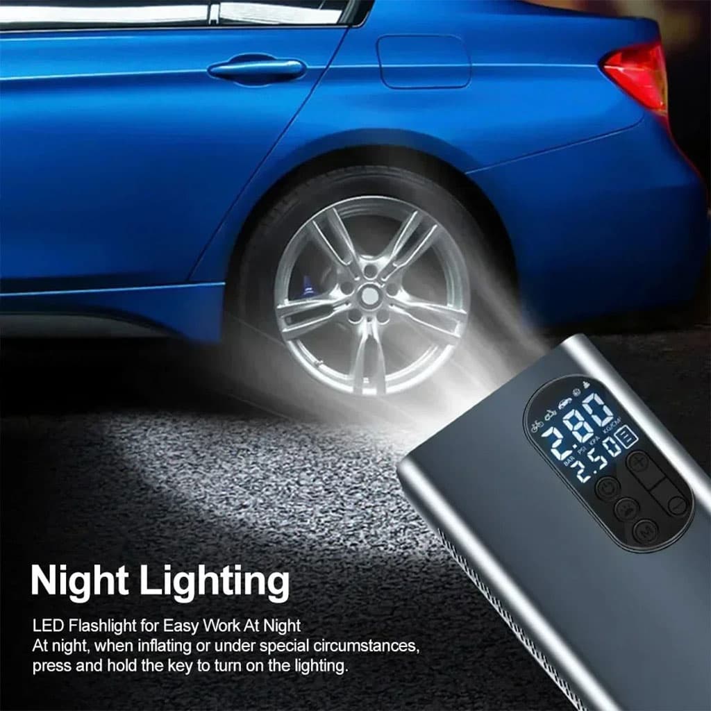 Compresseur À Air Portatif 150 PSI Rechargeable avec Lampe LED – جهاز نفخ عجلات محمول — صورة 3