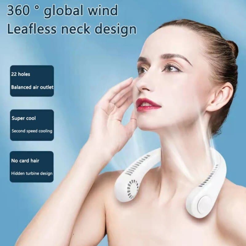 Ventilateur de cou portable 3 vitesses rechargeable USB, — صورة 6