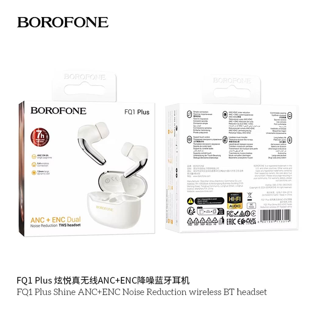 Écouteurs sans fil Bluetooth V5.4 FQ1 Plus ANC BOROFONE – سماعات أذن لاسلكية — صورة 5
