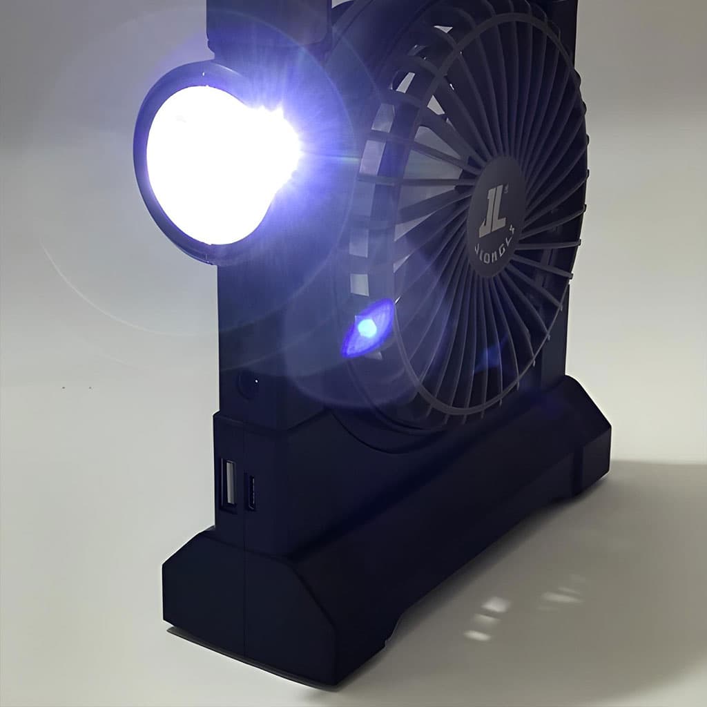 Ventilateur portable rechargeable avec lampe torche JL-9522 – مروحة محمولة مع مصباح — صورة 6