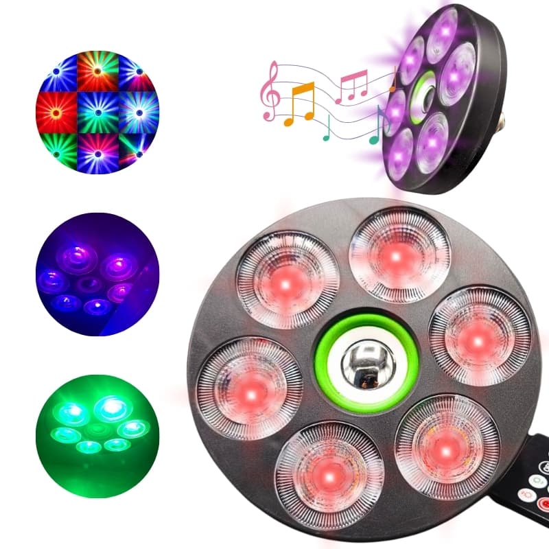 Projecteur de lumière Sonore RGB + W 4 en 1 Avec Bluetooth effet stroboscope — صورة 1