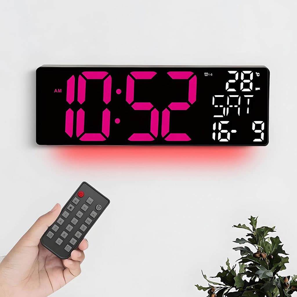 Horloge Numérique Murale LED à Éclairage Inférieur – ساعة رقمية للحائط و المكتب بإضاءة سفلية — صورة 1