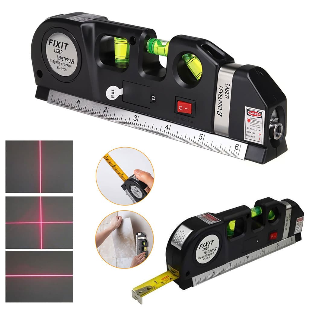 Niveau Laser 4en1 Fixit Level pro 3 Outil de musure Polyvalent Ruban De 8 Pieds — صورة 1