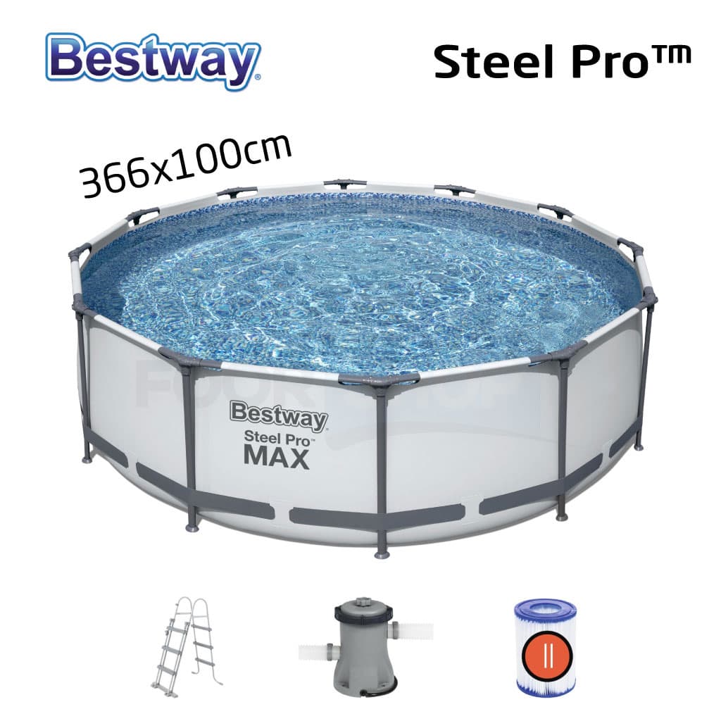 Steel Pro Max™ Piscine Ronde Avec Pompe Filtrante et Echelle 366x10cm Bestway — صورة 1