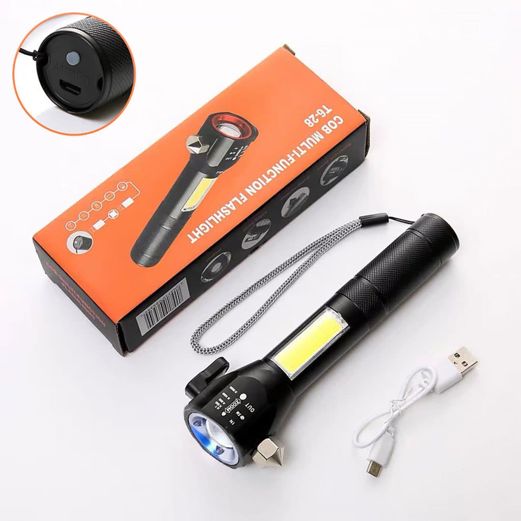 Lampe de poche rechargeable à LED avec brise vitre intégré - 300 Lumens — صورة 6