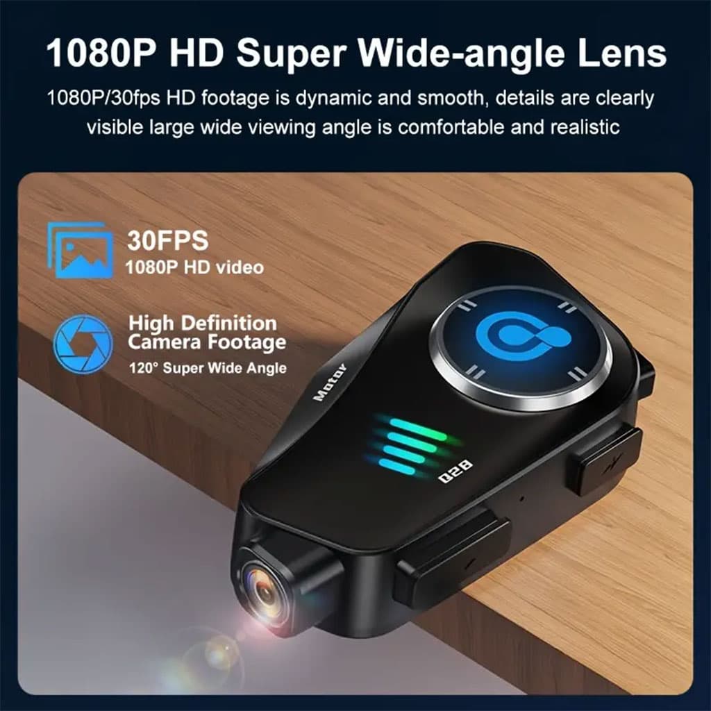 Oreillette Bluetooth pour Casque Moto avec Camera Full HD App Control – سماعات سائقي دراجة النارية مع كاميرة مدمجة — صورة 7