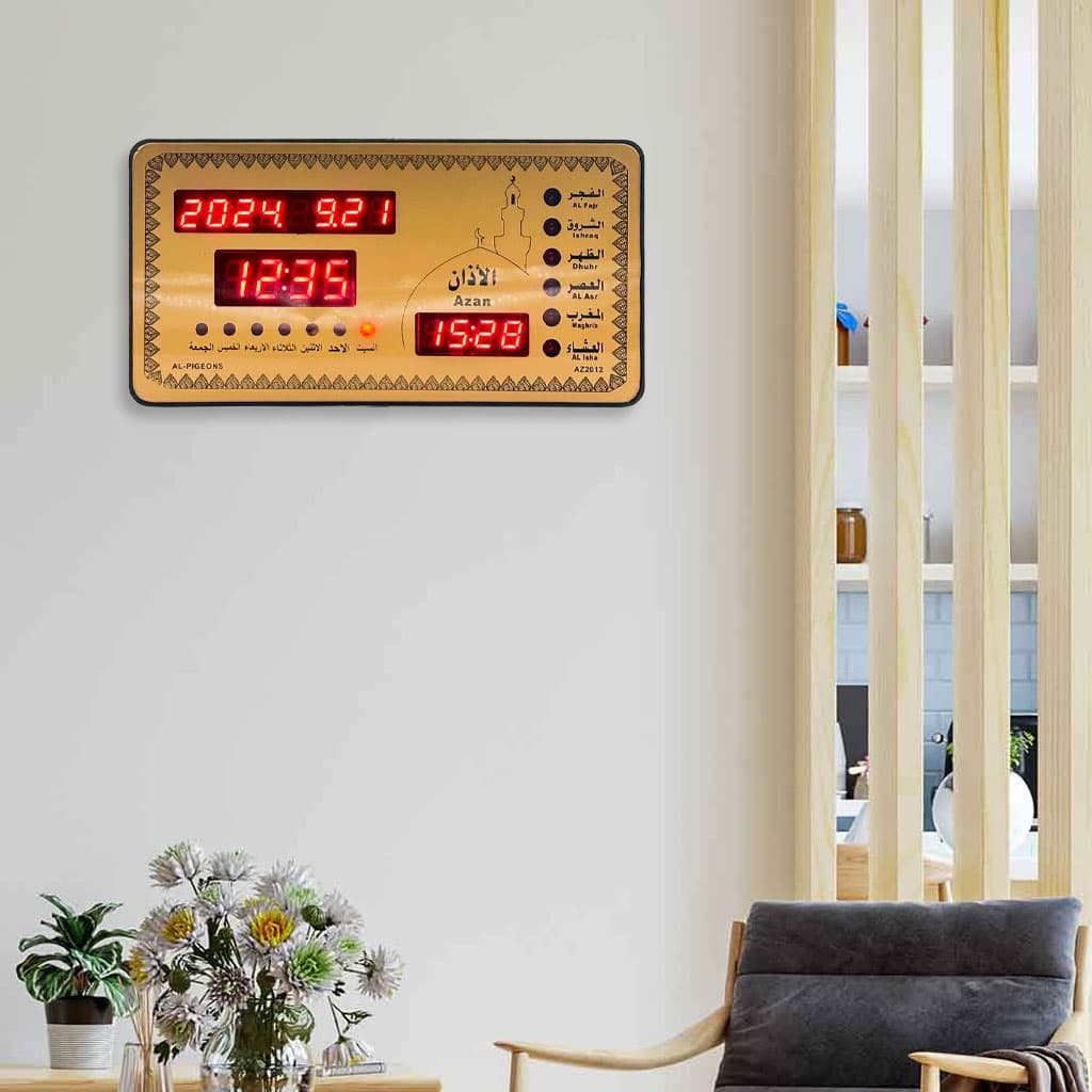 Horloge Islamic Digitale LED avec Heures de Prière AZ2012 – ساعة رقمية إلكترونية لمواقيت الصلاة — صورة 3