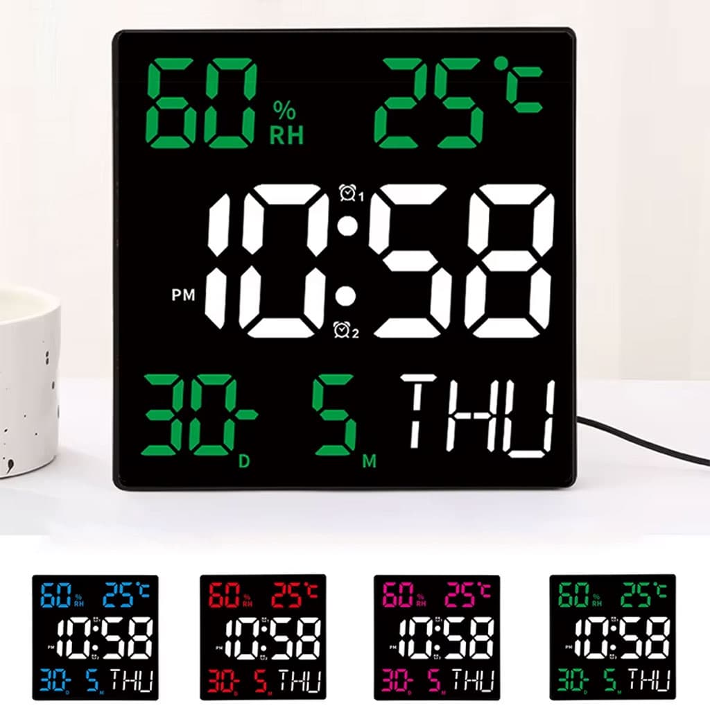 Horloge murale numérique forme carrée grand écran JH2301 – ساعة حائط رقمية — صورة 1