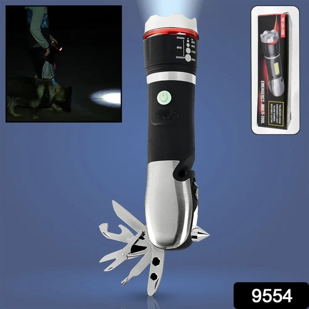 Lampe de Poche Multifonction 13-en-1 avec Coupe-Ceinture de Sécurité – مصباح يدوي متعدد الوظائف 13 في 1 مع قاطع حزام الأمان — صورة 5