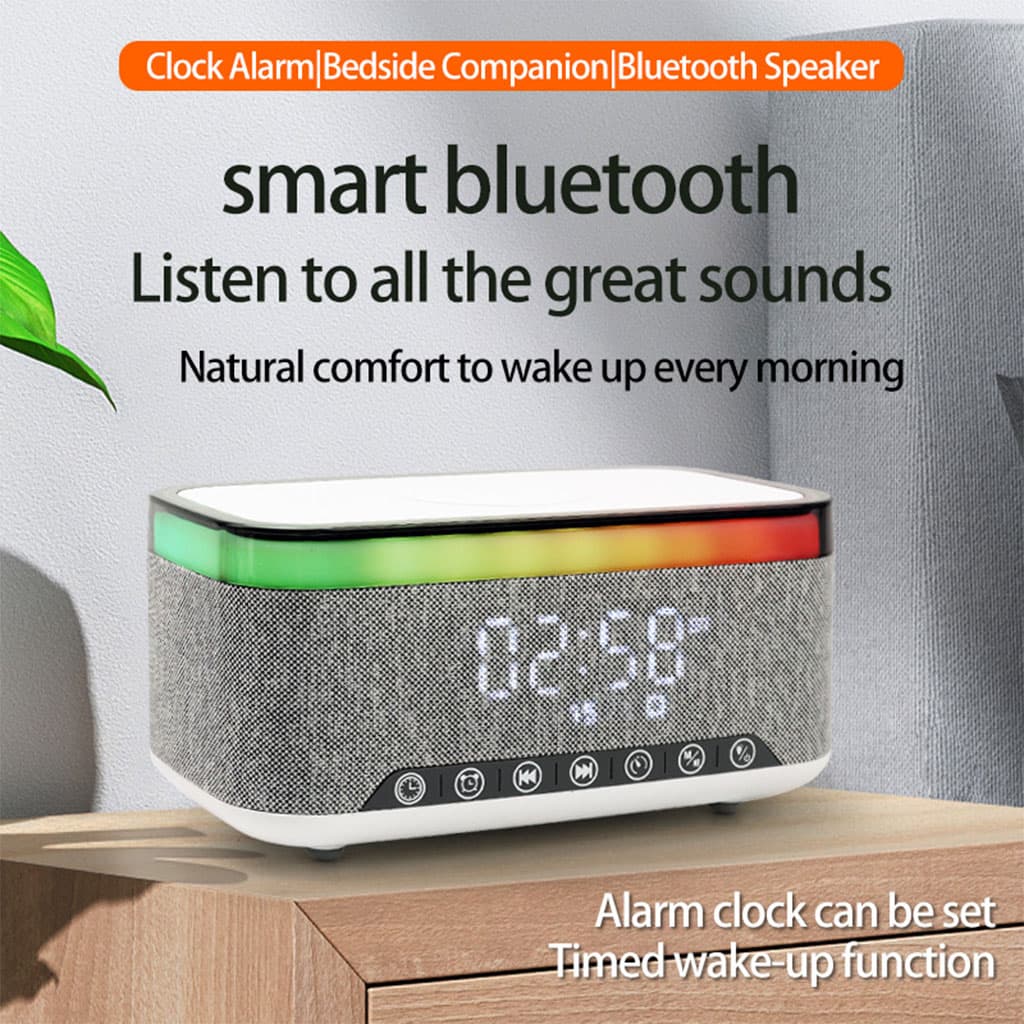 Haut-parleur Bluetooth intelligent, veilleuse créative de bureau, chargeur audio sans fil, lumière d’ambiance de chevet — صورة 3