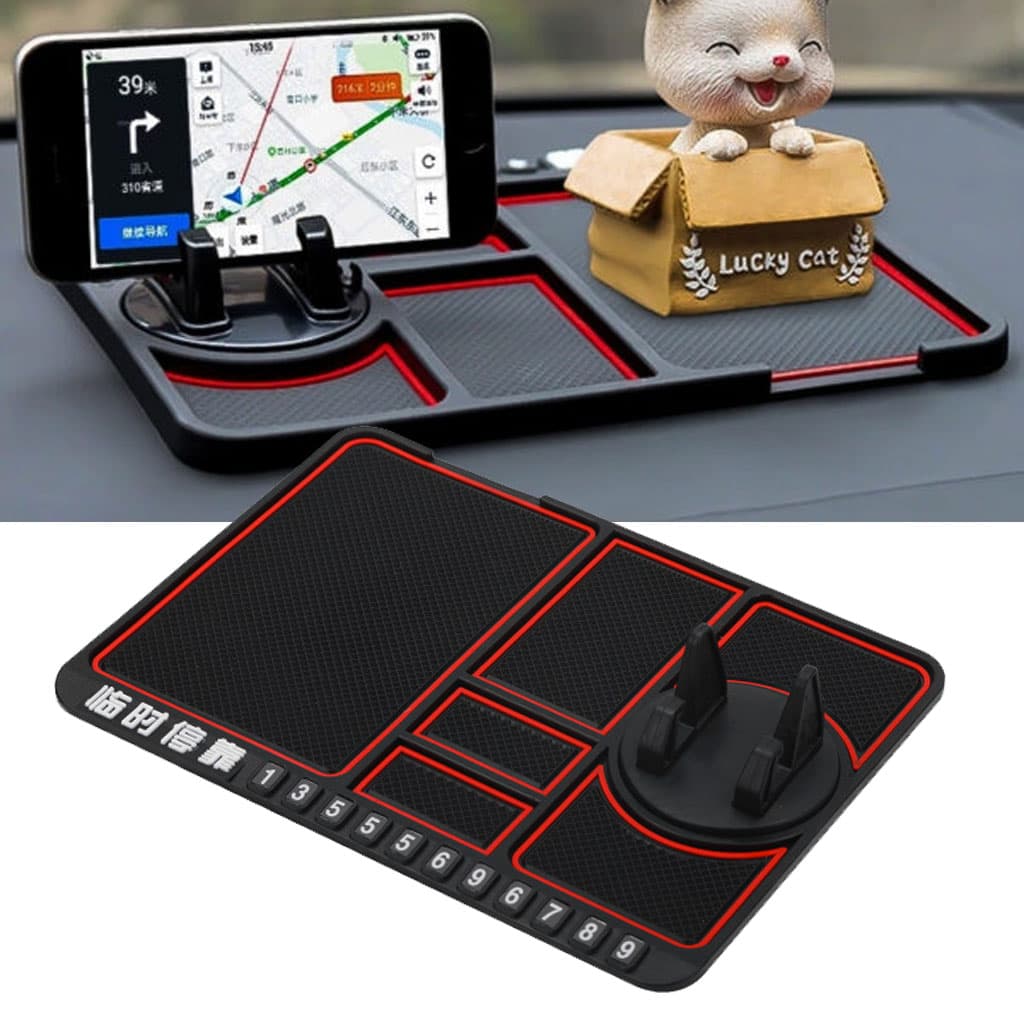 Support de téléphone antidérapant  4en1 Multifonctionnel en Silicone pour Tableau de Bord de Voiture - حامل هاتف لوحة سيارة من السيليكون متعدد الوظائف — صورة 1