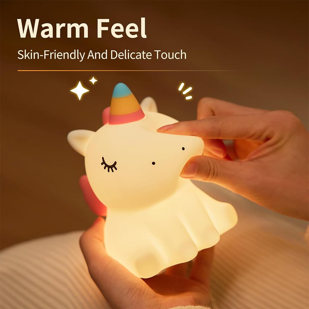 Veilleuse en Silicone Forme Unicorne pour Chambre d’enfant Rechargeable — صورة 4