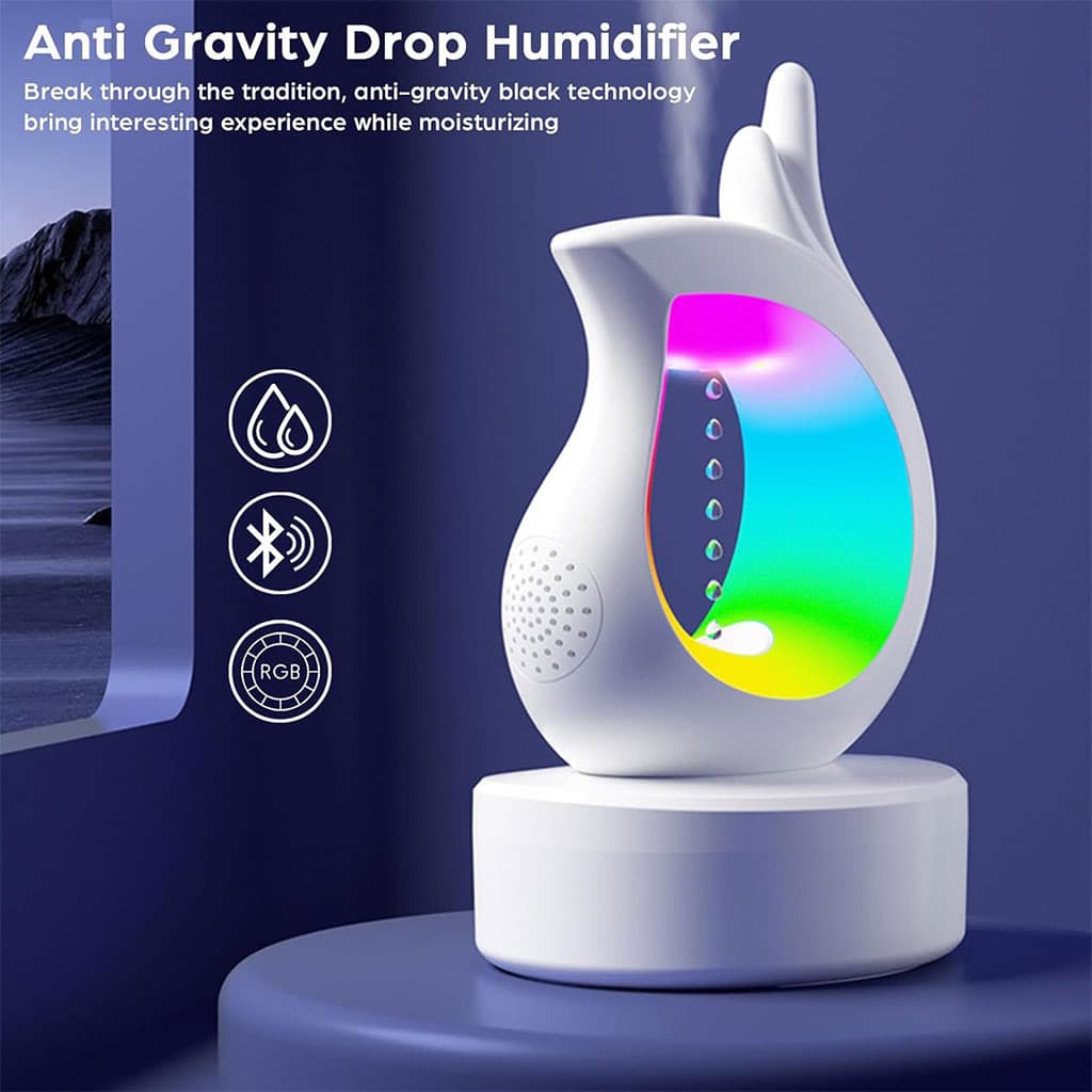 Humidificateur antigravité et haut-parleur Bluetooth RGB en forme de goutte d’eau – معطر جو ومكبر صوت — صورة 3
