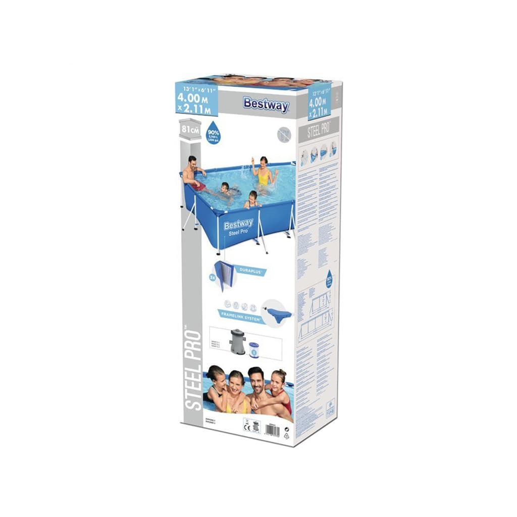 Steel Pro™ Piscine Rectangulaire Avec Pompe Filtrante 400 x 211 x 81 cm Bestway — صورة 7