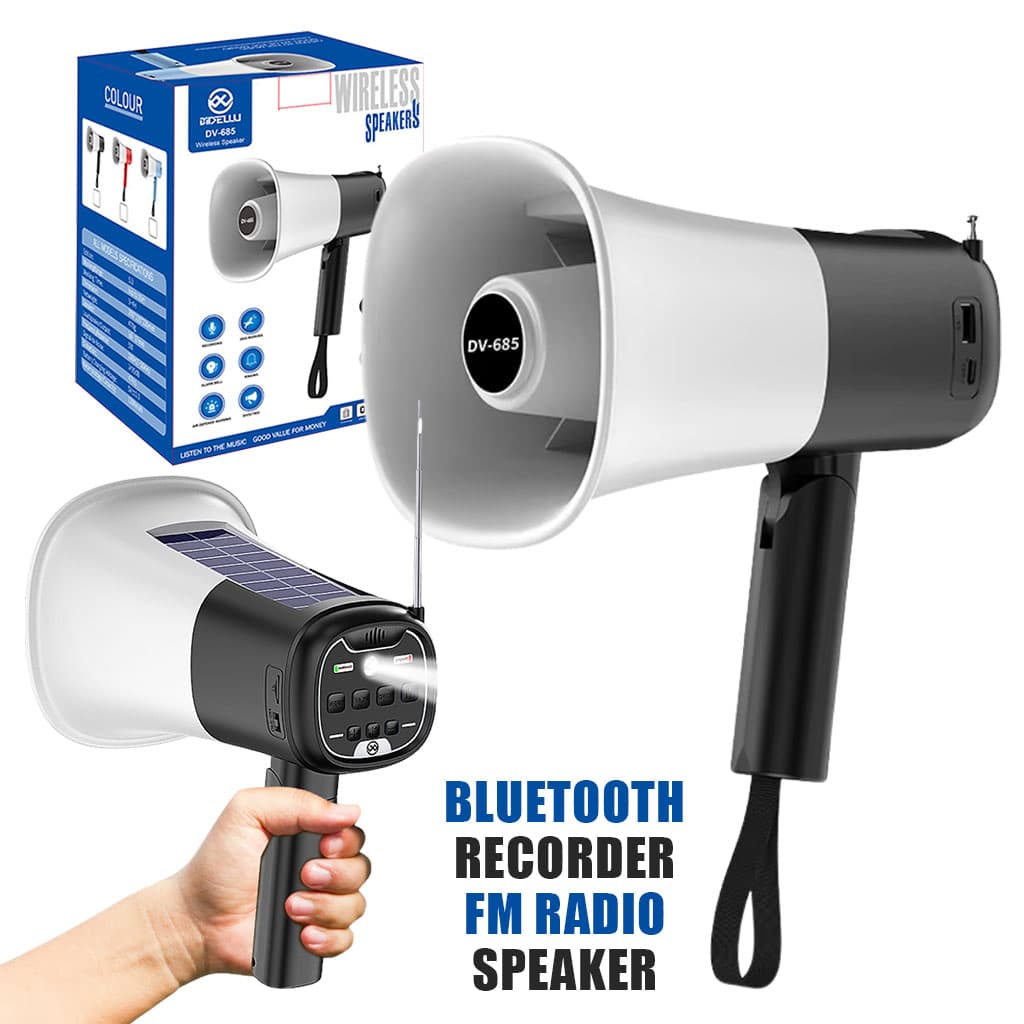 Mégaphone solaire portable pour Enregistrement en Extérieur avec Bluetooth V5.3 – مكبر صوت ومسجل بلوتوث — صورة 1