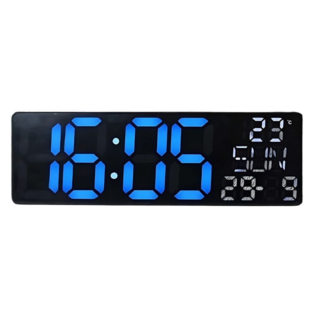 Horloge Numérique Murale et Table LED à Éclairage Bleu Inférieur – ساعة رقمية للحائط و المكتب بإضاءة سفلية زرقاء — صورة 4