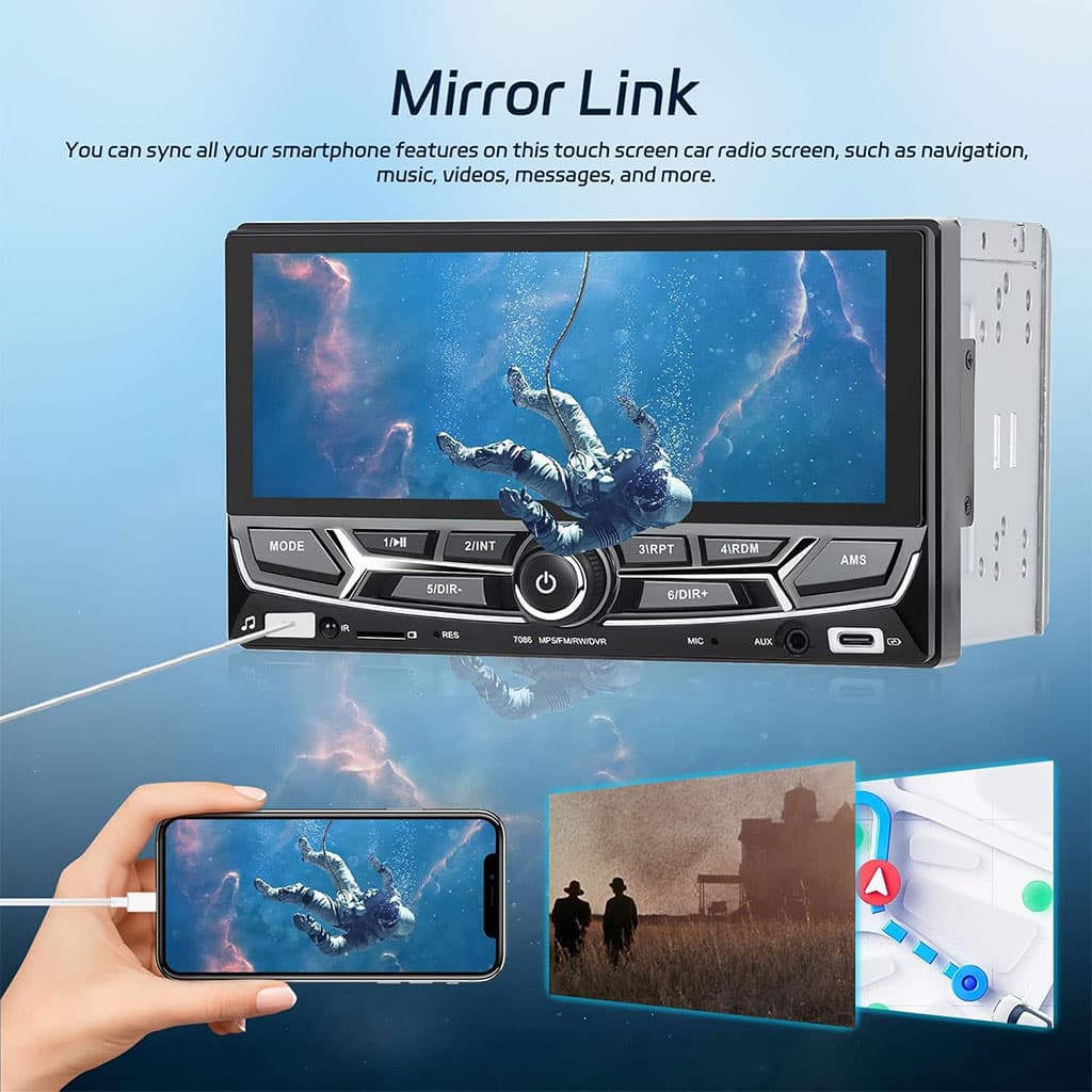 جهاز راديو سيارة | Autoradio 2 Din CarPlay Mirror Link | شاشة لمسية — صورة 5