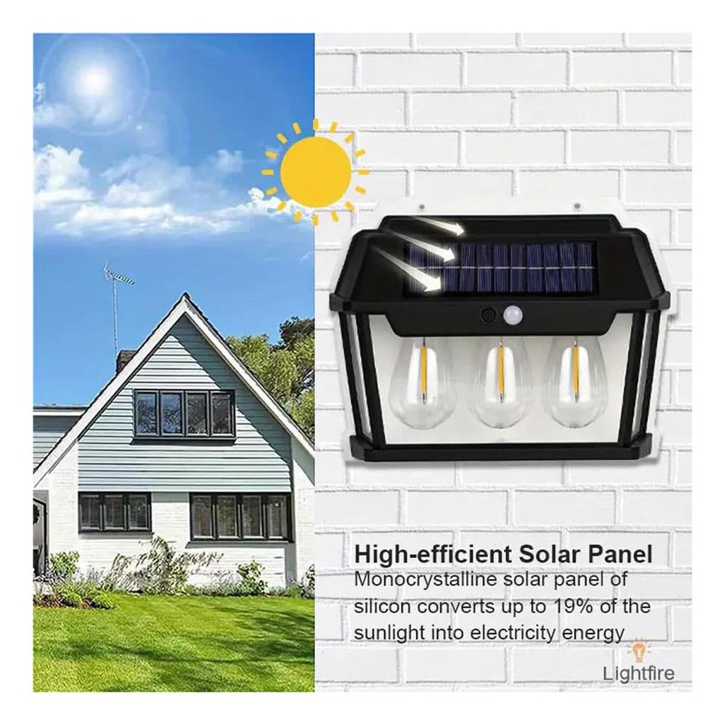 Triple Lanterne Vintage Bougie, nouvelle lampe murale à induction solaire — صورة 5
