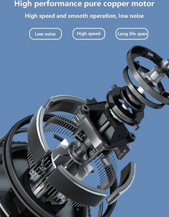 Ventilateur électrique 12V pour tableau de bord de voiture, rotatif à 360 degrés — صورة 3