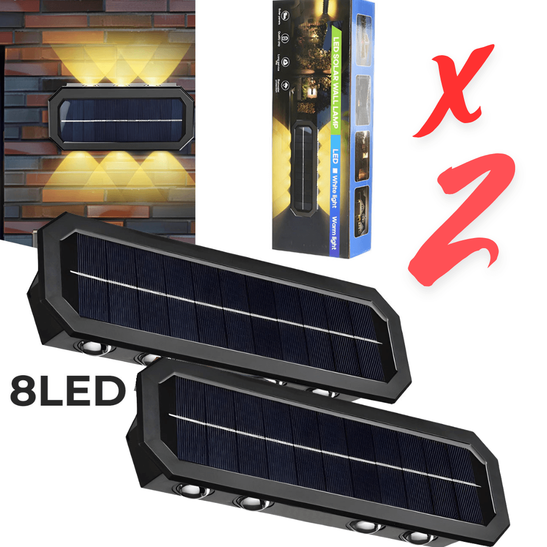 PACK X 2 Lampes Solaires Murales 8LED avec Détection de Mouvement Auto 2Pcs — صورة 1