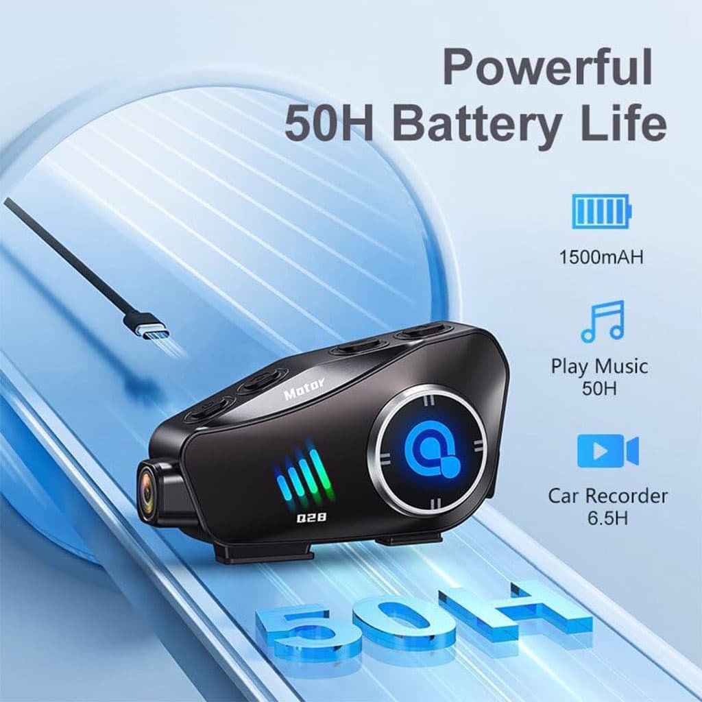 Oreillette Bluetooth pour Casque Moto avec Camera Full HD App Control – سماعات سائقي دراجة النارية مع كاميرة مدمجة — صورة 3