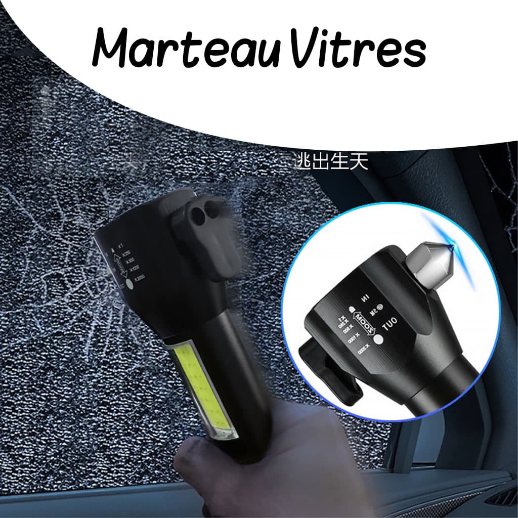 Lampe de poche rechargeable à LED avec brise vitre intégré - 300 Lumens — صورة 4
