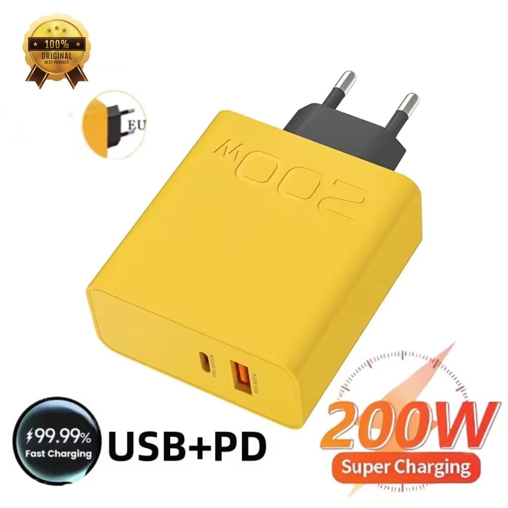 Chargeur Ultra Rapide USB PD 2 en 1 Type C 200W – شاحن سريع بقدرة 200 واط — صورة 1