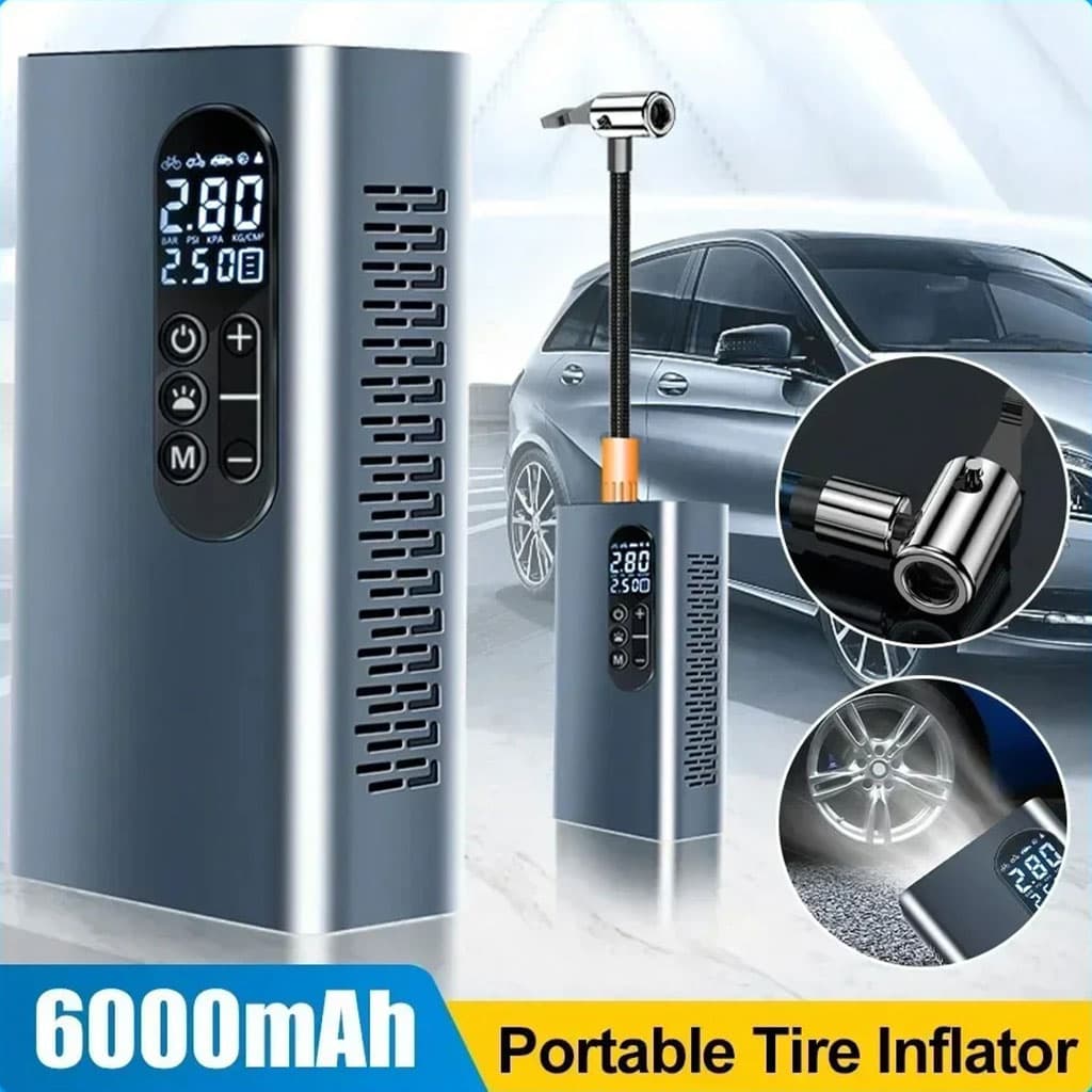 Compresseur À Air Portatif 150 PSI Rechargeable avec Lampe LED – جهاز نفخ عجلات محمول — صورة 1