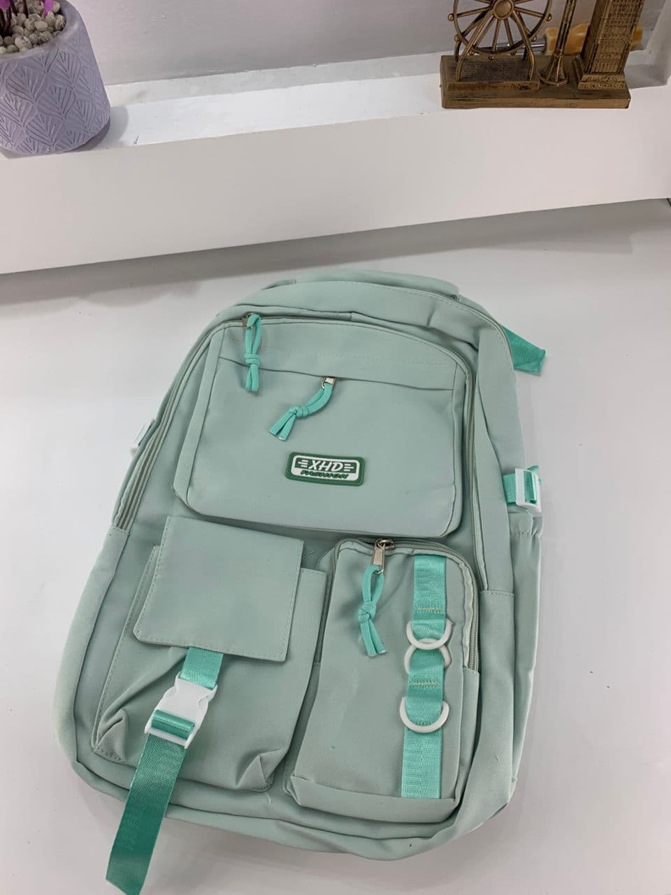 Sacs à dos d’école Style Décontracté XHD Vert- حقيبة ظهر مدرسية أخضر — صورة حقيقية 4