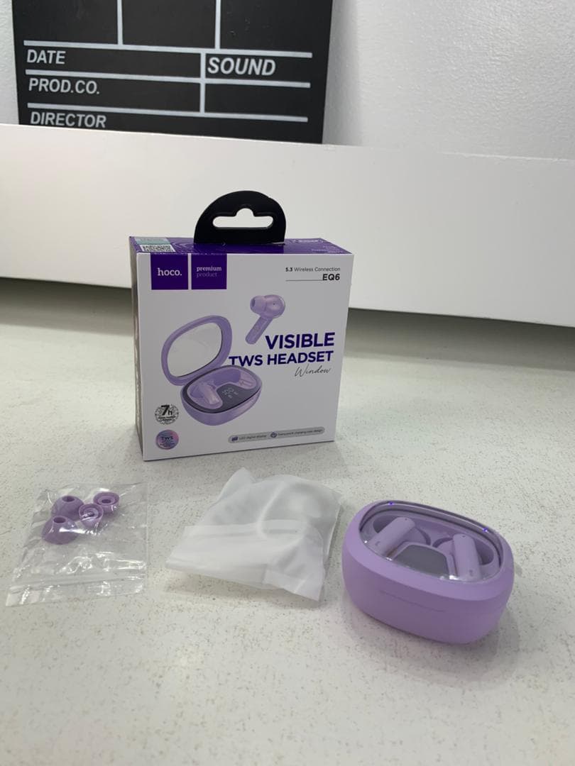 Écouteurs sans fil Bluetooth 5.3 HOCO EQ6 Purple – سماعات لاسلكية أصلية — صورة حقيقية 8
