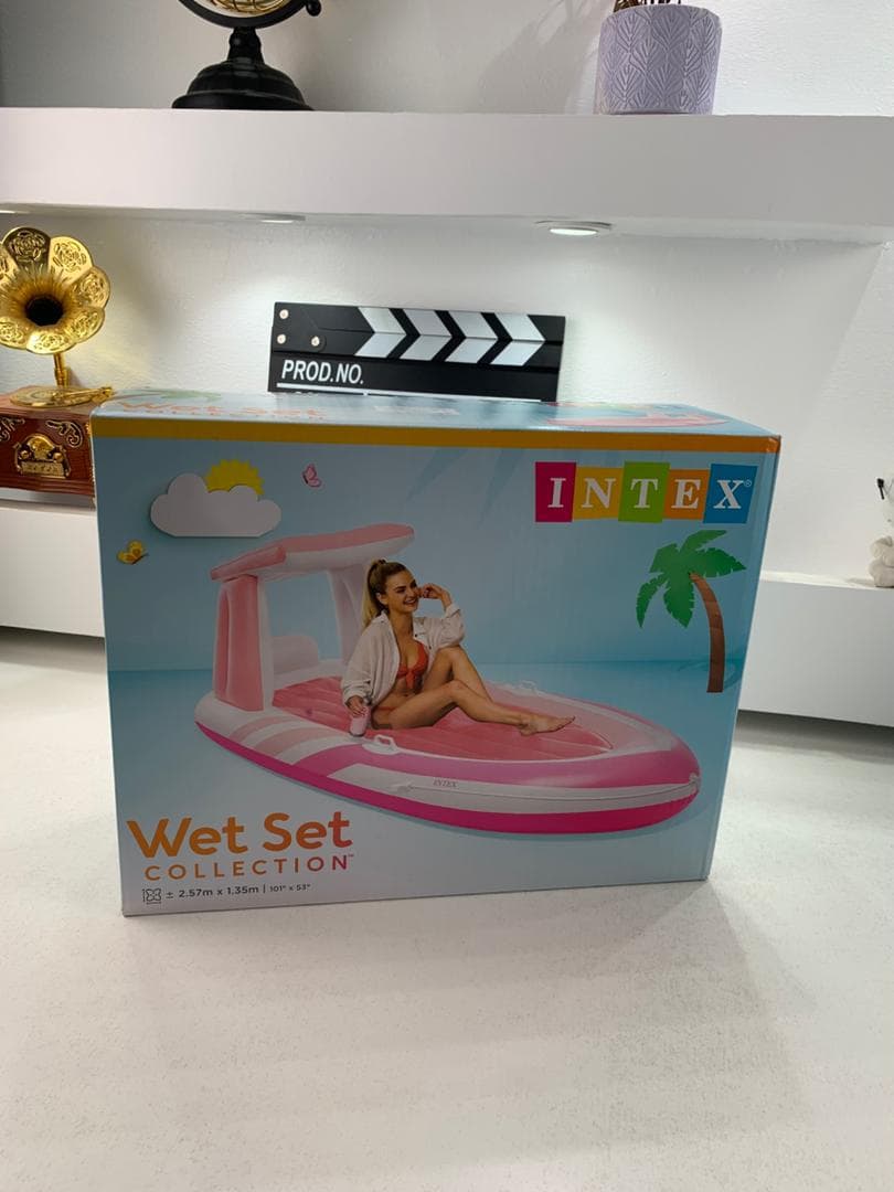 Matelas Gonflable Pink Paradise avec Toit et Porte-Gobelet Intex 57804EU – فرشة هوائية حجم كبير — صورة حقيقية 7