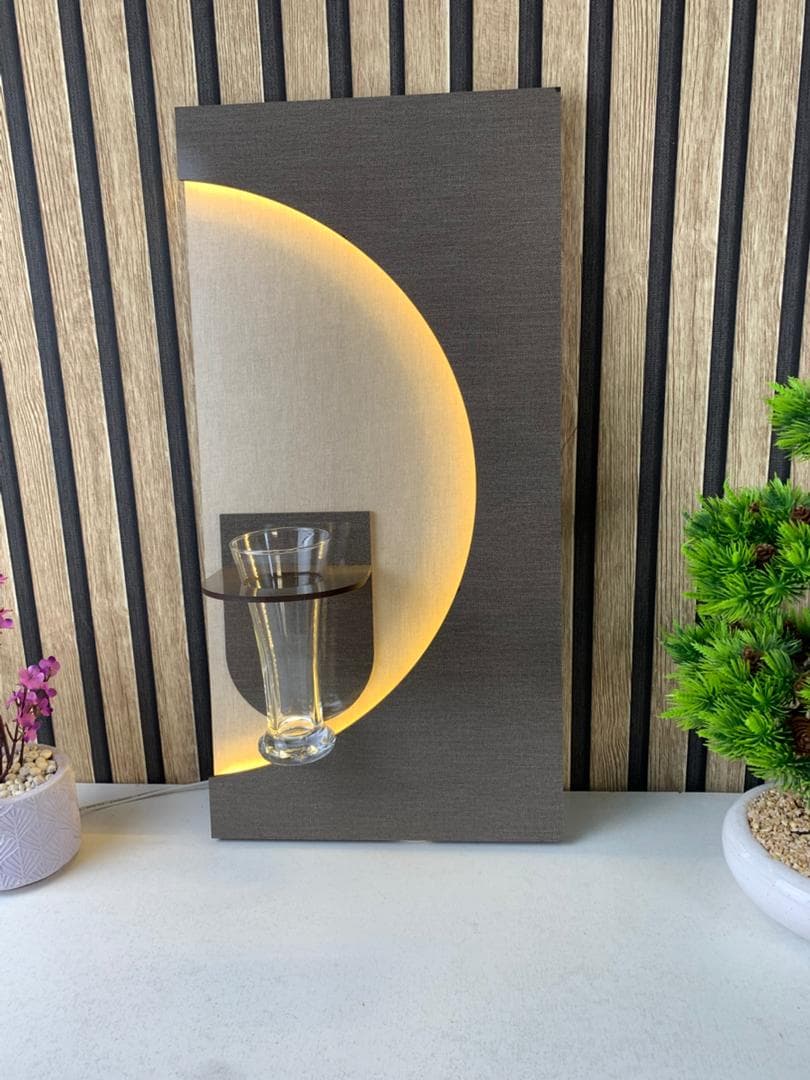 Panneau Mural Décoratif avec Éclairage LED Design Moderne en Bois V4 — صورة حقيقية 2