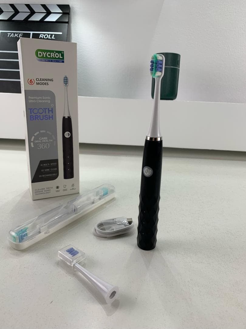 Brosse à dents électrique sonique 6 modes réglables avec 4 têtes – فرشاة أسنان — صورة حقيقية 5