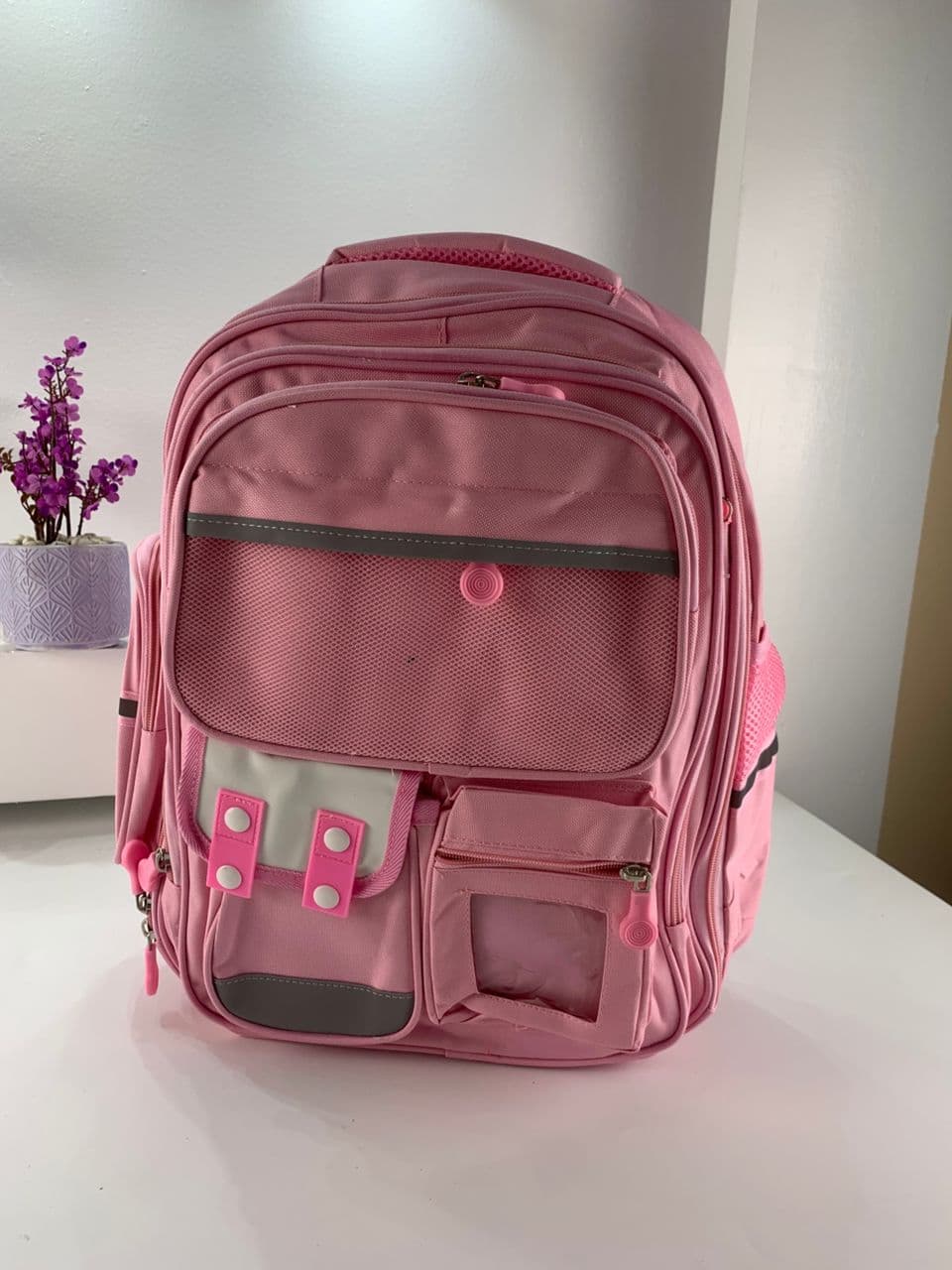 Sac à Dos Enfant pour École primaire de Haute Qualité Rose – حقيبة ظهر مدرسية للأطفال وردي — صورة حقيقية 4
