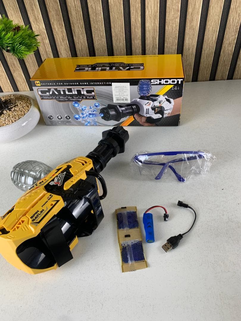 Gatling Canon Mécanique Pistolet à à Billes en Gel en Rafale – مسدس الطلقات الكريستالية — صورة حقيقية 9