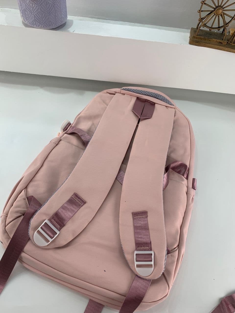 Sacs à dos d’école Style Décontracté XHD Rose – حقيبة ظهر مدرسية وردي — صورة حقيقية 6