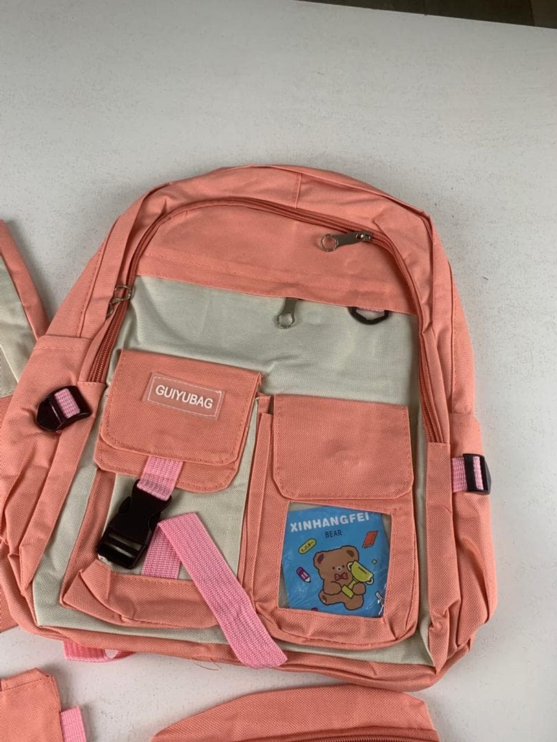 Ensemble de sacs d’école Kawai pour adolescents 4Pcs Guiyu V3 Rose – محفظة 4 قطع كاواي وردي — صورة حقيقية 5