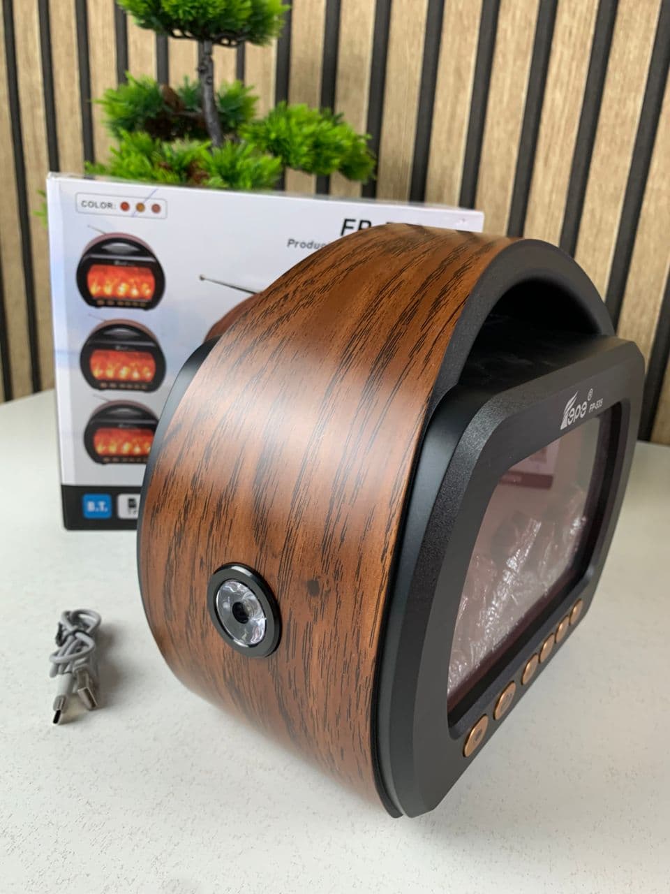Haut Parleur Bluetooth sans fil Motif Flamme Style Rétro FP-535 – مكبر صوت بلوتوث — صورة حقيقية 8