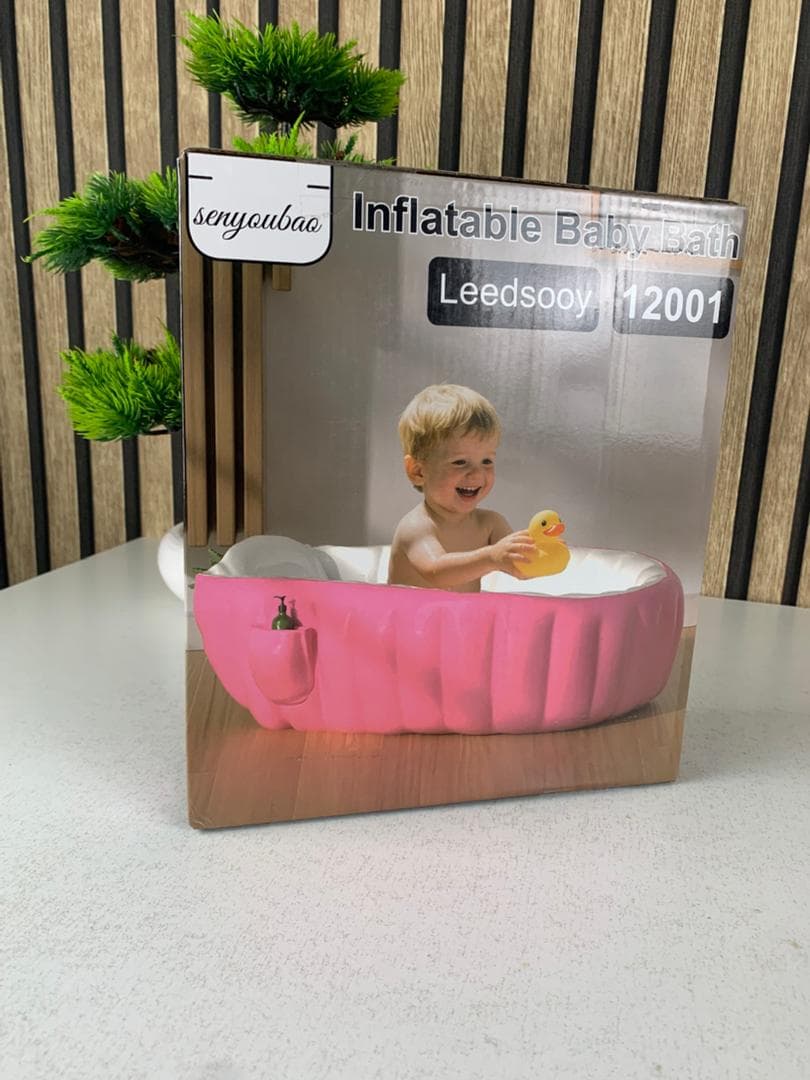 Baignoire gonflable pour bébé antidérapante avec poche latéral – حوض الاستحمام قابل للنفخ للأطفال — صورة حقيقية 9