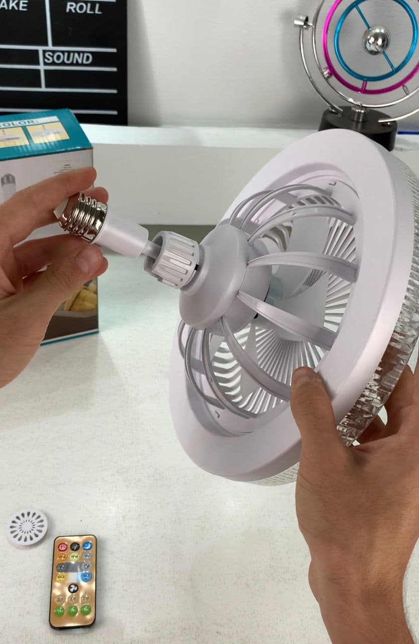 Lampe et Ventilateur de plafond silencieux avec télécommande 30W 220V — صورة حقيقية 9