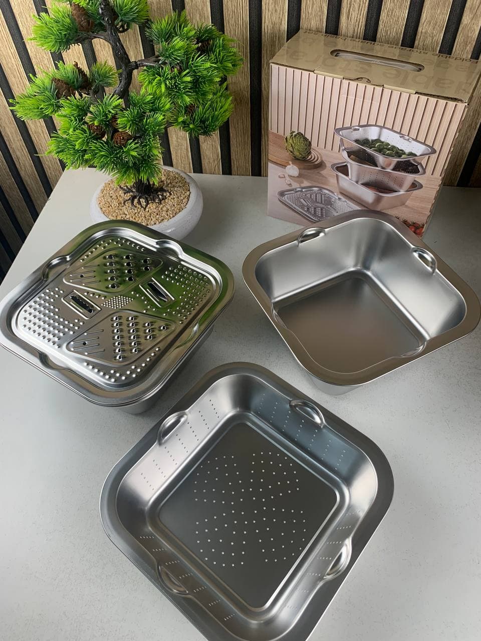 مفرمة وقطاعة خضر | Râpe Delaval Inox 3 EN 1 | مع سلة تصفية — صورة حقيقية 9