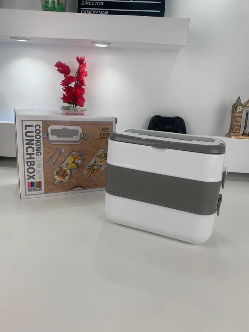 Boîte à Lunch Électrique Portable avec 2 Récipients Amovibles en Acier Inoxydable – علبة تسخين طعام — صورة حقيقية 9