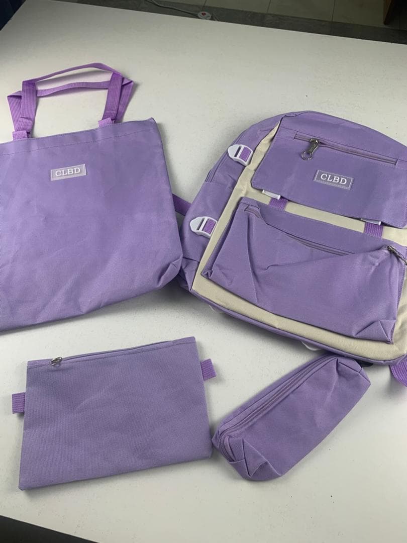 Ensemble de sacs d’école Kawai pour adolescents 4Pcs CLBD V1 Mauve – محفظة 4 قطع كاواي بنفسجي — صورة حقيقية 5