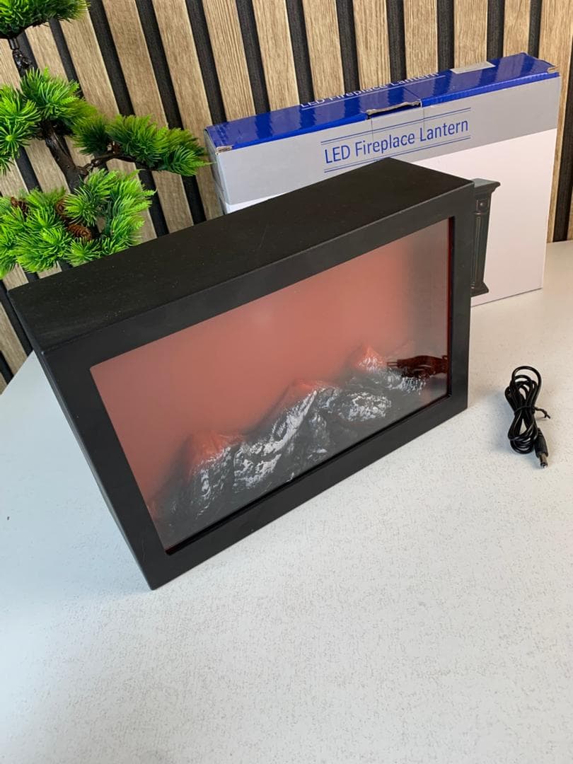 Cheminée LED décorative effet flammes forme rectangulaire V2 — صورة حقيقية 7
