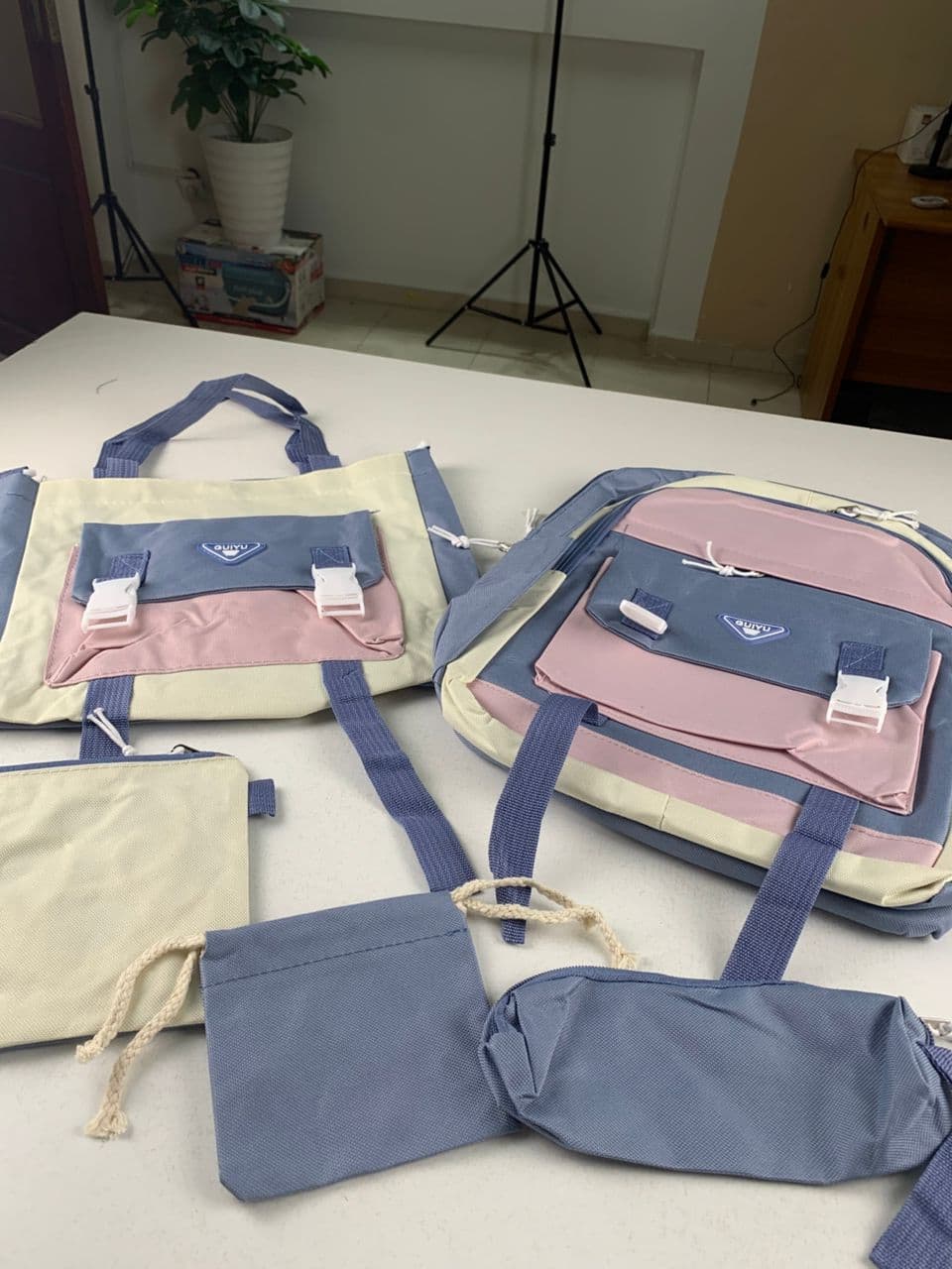 Ensemble de sacs d’école Kawai pour adolescents 5Pcs Guiyu V1 Bleu – محفظة 5 قطع كاواي أزرق — صورة حقيقية 4